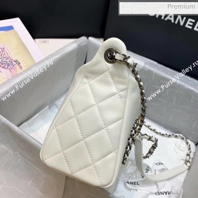 Chanel Calfskin & Chain Logo Bowling Shoulder Bag White 2020 (SS-20052310)