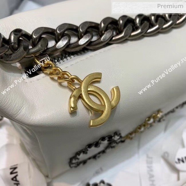Chanel Calfskin & Chain Logo Bowling Shoulder Bag White 2020 (SS-20052310)