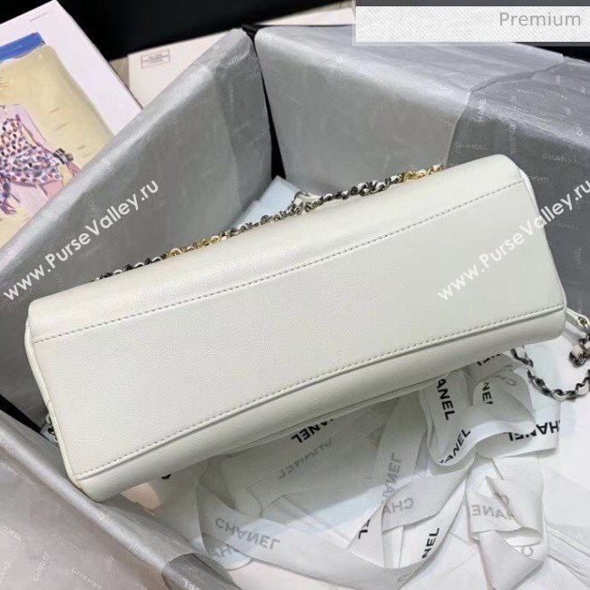 Chanel Calfskin & Chain Logo Bowling Shoulder Bag White 2020 (SS-20052310)