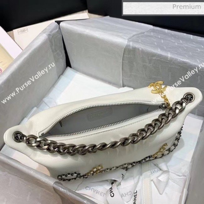 Chanel Calfskin & Chain Logo Bowling Shoulder Bag White 2020 (SS-20052310)