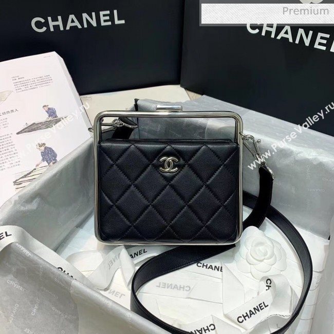 Chanel Lambskin & Silver-Tone Metal Clutch AS1732 Black 2020 (JY-20052317)