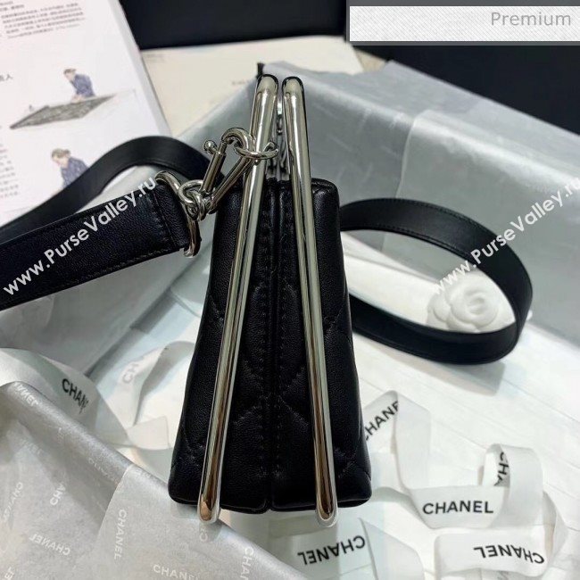 Chanel Lambskin & Silver-Tone Metal Clutch AS1732 Black 2020 (JY-20052317)