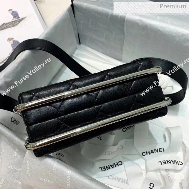 Chanel Lambskin & Silver-Tone Metal Clutch AS1732 Black 2020 (JY-20052317)