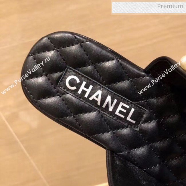 Chanel Lambskin Chains & Pearls Mules Sandals Black 2020 (MD-20052723)