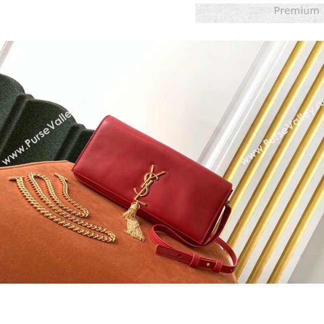 Saint Laurent Smooth Leather Kate 99 Tassels Shoulder Bag 604276 Red 2020 (KT-20052802)