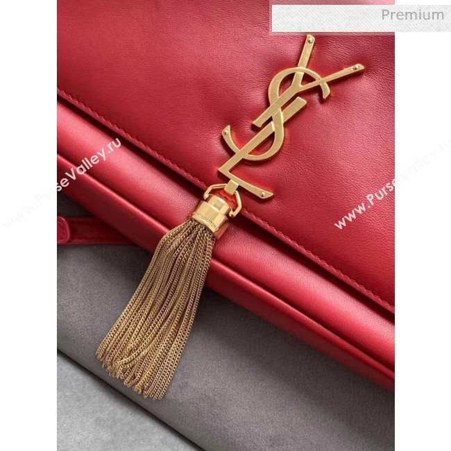 Saint Laurent Smooth Leather Kate 99 Tassels Shoulder Bag 604276 Red 2020 (KT-20052802)