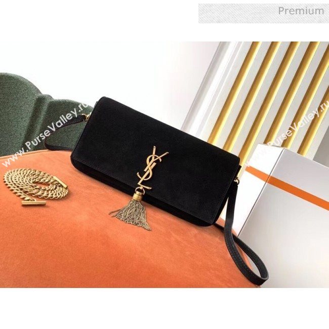 Saint Laurent Suede Kate 99 Tassels Shoulder Bag 604276 Black 2020 (KT-20052803)