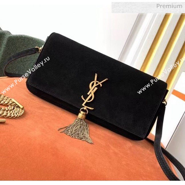 Saint Laurent Suede Kate 99 Tassels Shoulder Bag 604276 Black 2020 (KT-20052803)