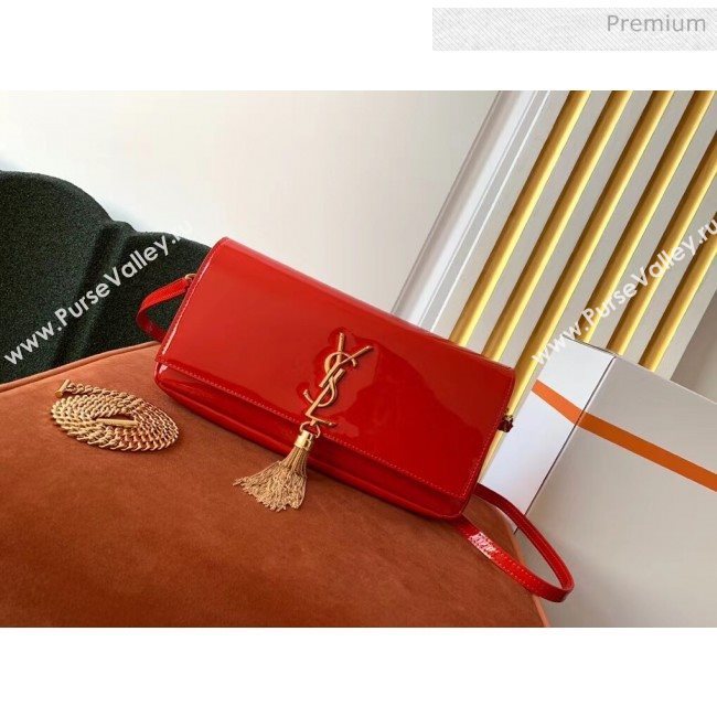 Saint Laurent Patent Leather Kate 99 Tassels Shoulder Bag 604276 Red 2020 (KT-20052806)