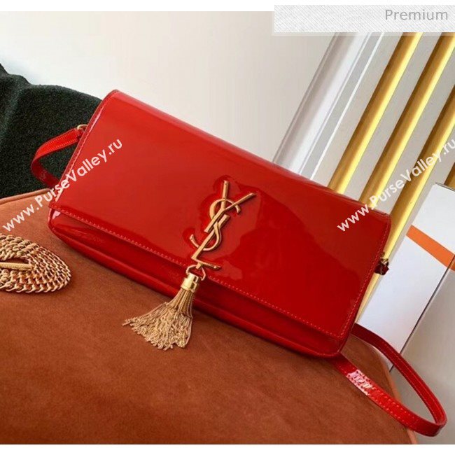 Saint Laurent Patent Leather Kate 99 Tassels Shoulder Bag 604276 Red 2020 (KT-20052806)