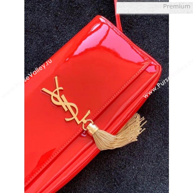 Saint Laurent Patent Leather Kate 99 Tassels Shoulder Bag 604276 Red 2020 (KT-20052806)