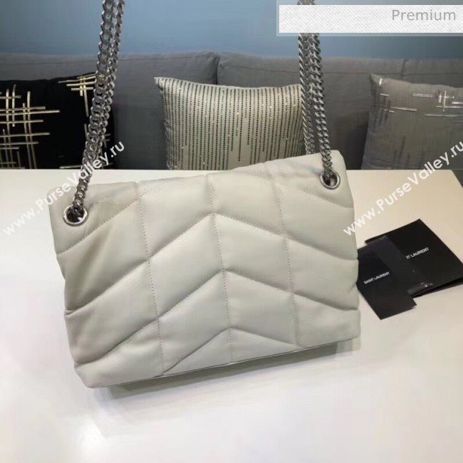 Saint Laurent Loulou Puffer Small Bag in Quilted Lambskin 577476 White/Silver 2020 (BGL-20052807)