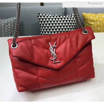 Saint Laurent Loulou Puffer Small Bag in Quilted Lambskin 577476 Red/Silver 2020 (BGL-20052808)