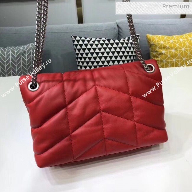 Saint Laurent Loulou Puffer Small Bag in Quilted Lambskin 577476 Red/Silver 2020 (BGL-20052808)
