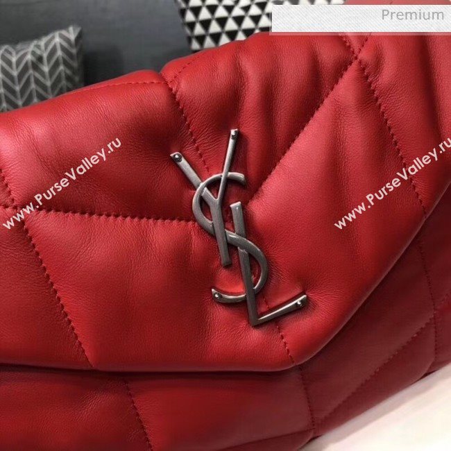 Saint Laurent Loulou Puffer Small Bag in Quilted Lambskin 577476 Red/Silver 2020 (BGL-20052808)