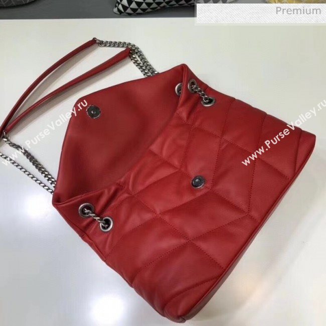 Saint Laurent Loulou Puffer Small Bag in Quilted Lambskin 577476 Red/Silver 2020 (BGL-20052808)