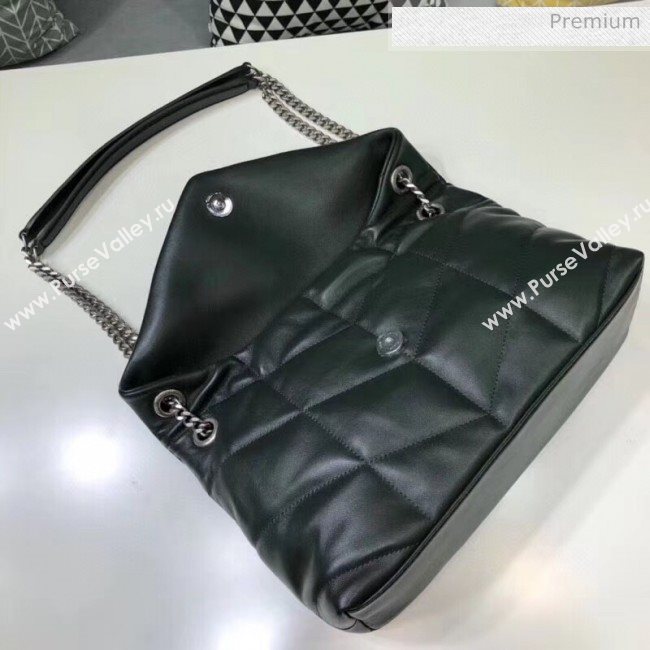 Saint Laurent Loulou Puffer Small Bag in Quilted Lambskin 577476 Deep Green/Silver 2020 (BGL-20052809)