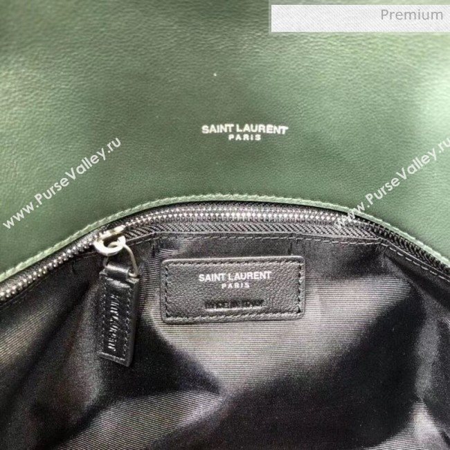 Saint Laurent Loulou Puffer Small Bag in Quilted Lambskin 577476 Deep Green/Silver 2020 (BGL-20052809)