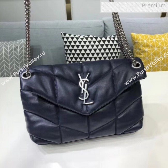 Saint Laurent Loulou Puffer Small Bag in Quilted Lambskin 577476 Blue/Silver 2020 (BGL-20052810)