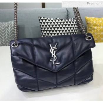 Saint Laurent Loulou Puffer Small Bag in Quilted Lambskin 577476 Blue/Silver 2020 (BGL-20052810)