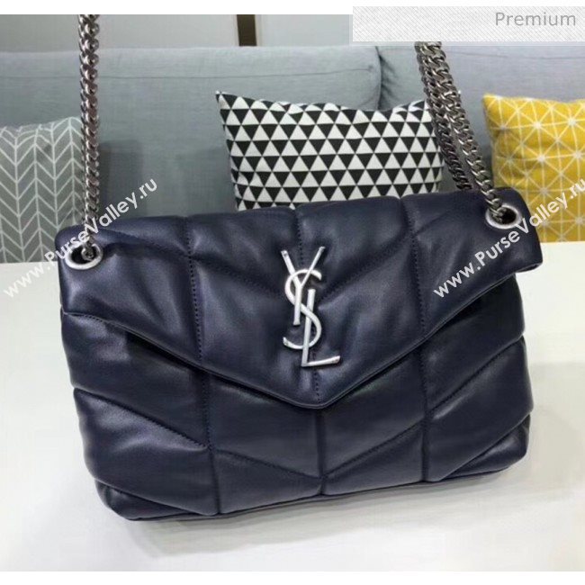 Saint Laurent Loulou Puffer Small Bag in Quilted Lambskin 577476 Blue/Silver 2020 (BGL-20052810)