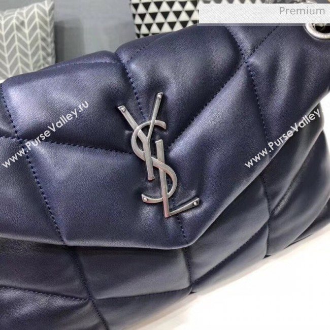 Saint Laurent Loulou Puffer Small Bag in Quilted Lambskin 577476 Blue/Silver 2020 (BGL-20052810)