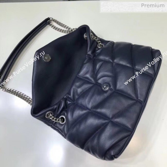 Saint Laurent Loulou Puffer Small Bag in Quilted Lambskin 577476 Blue/Silver 2020 (BGL-20052810)