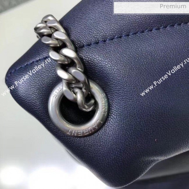 Saint Laurent Loulou Puffer Small Bag in Quilted Lambskin 577476 Blue/Silver 2020 (BGL-20052810)