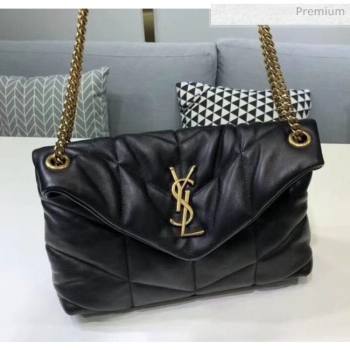 Saint Laurent Loulou Puffer Small Bag in Quilted Lambskin 577476 Black/Gold 2020 (BGL-20052811)