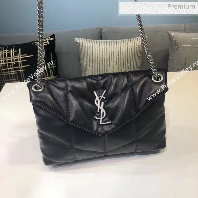 Saint Laurent Loulou Puffer Small Bag in Quilted Lambskin 577476 Black/Silver 2020 (BGL-20052812)