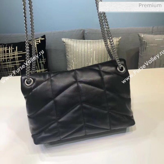 Saint Laurent Loulou Puffer Small Bag in Quilted Lambskin 577476 Black/Silver 2020 (BGL-20052812)