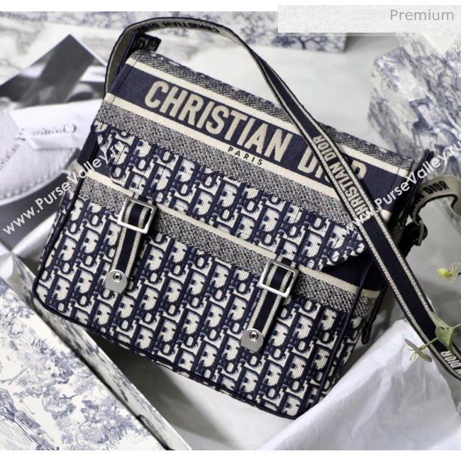 Dior Diorcamp Messenger Bag in Embroidered Oblique Canvas Blue 2020 (XXG-20052815)
