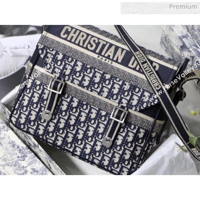 Dior Diorcamp Messenger Bag in Embroidered Oblique Canvas Blue 2020 (XXG-20052815)