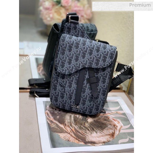 Dior Oblique Jacquard Canvas Saddle Nano Pouch Black 2020 (XXG-20052817)