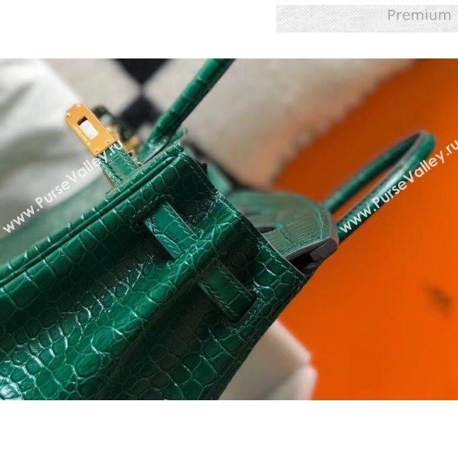 Hermes Birkin 25cm in Crocodile Embossed Calfskin Green 2020（Half-Handmade） (FL-20052852)