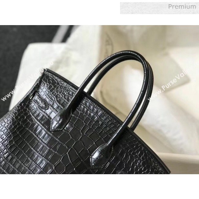 Hermes Birkin 30cm in Crocodile Embossed Calfskin Black 2020（Half-Handmade） (FL-20052556)