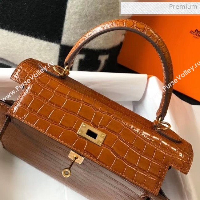 Hermes Kelly 25cm/28cm in Crocodile Embossed Calf Leather Brown 2020 (Half Handmade) (FL-20052901)