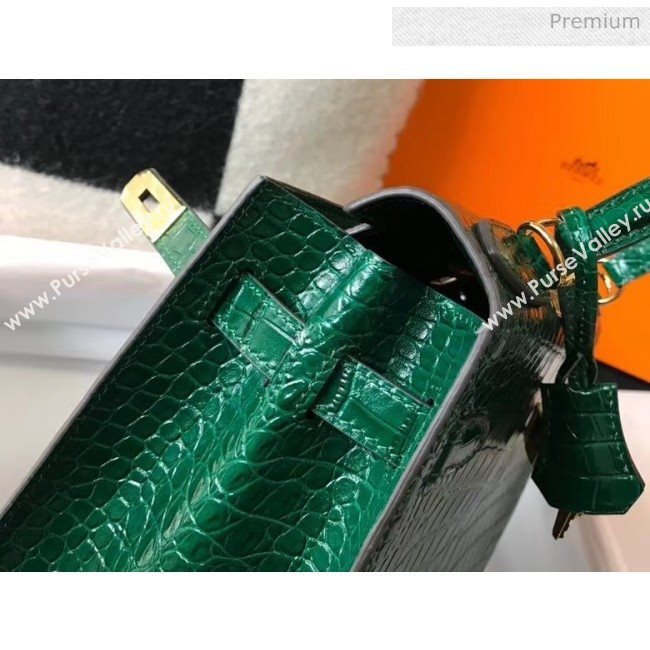 Hermes Kelly 25cm/28cm in Crocodile Embossed Calf Leather Green 2020 (Half Handmade) (FL-20052902)