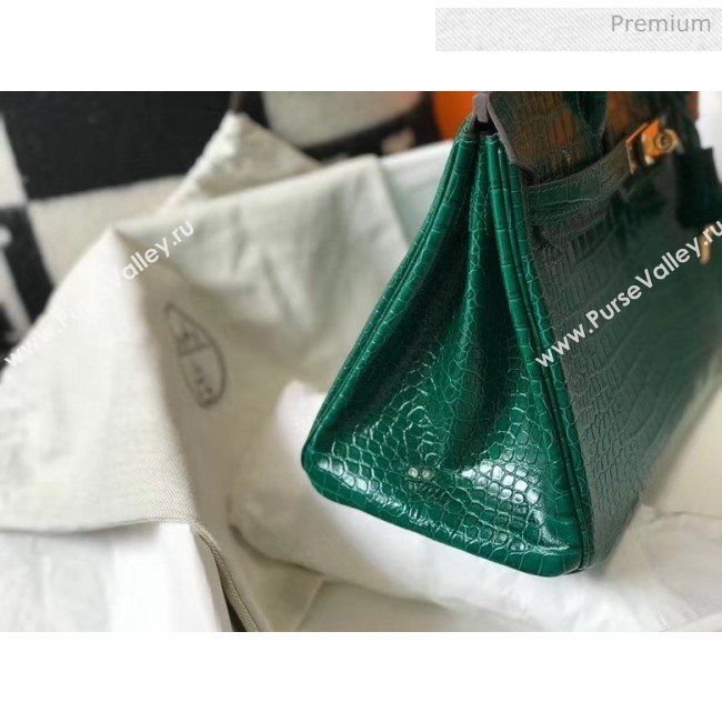 Hermes Birkin 30cm in Crocodile Embossed Calfskin Green 2020（Half-Handmade） (FL-20052855)