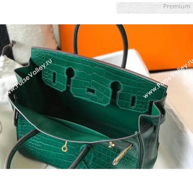 Hermes Birkin 30cm in Crocodile Embossed Calfskin Green 2020（Half-Handmade） (FL-20052855)