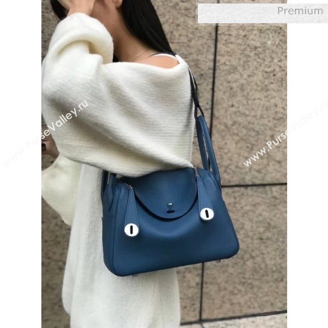 Hermes Lindy 30cm Bag In Togo Calfskin Leather Denim Blue 2020 (FL-20052903)