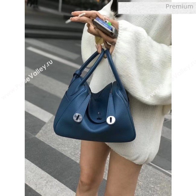 Hermes Lindy 30cm Bag In Togo Calfskin Leather Denim Blue 2020 (FL-20052903)