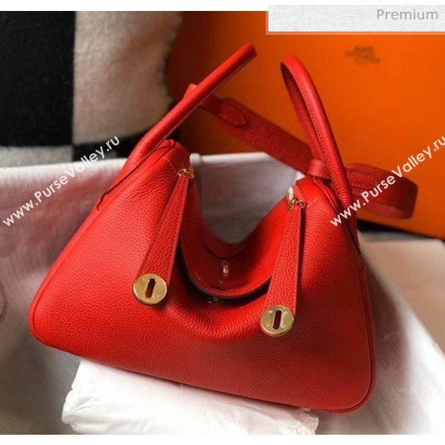 Hermes Lindy 30cm Bag In Togo Calfskin Leather Red 2020 (FL-20052904)