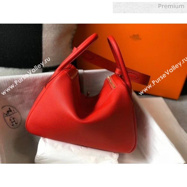 Hermes Lindy 30cm Bag In Togo Calfskin Leather Red 2020 (FL-20052904)