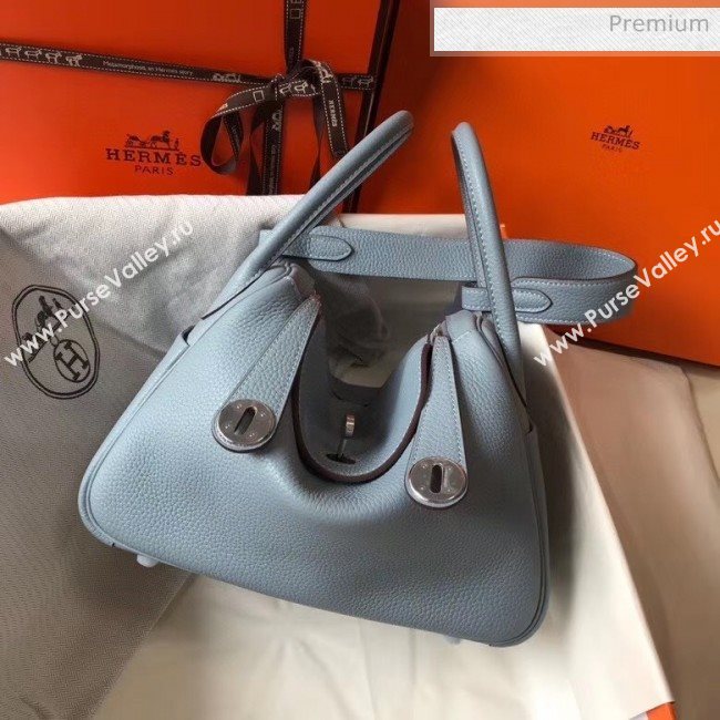 Hermes Lindy 30cm Bag In Togo Calfskin Leather Pale Blue 2020 (FL-20052906)