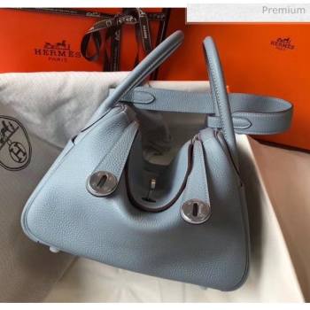 Hermes Lindy 30cm Bag In Togo Calfskin Leather Pale Blue 2020 (FL-20052906)