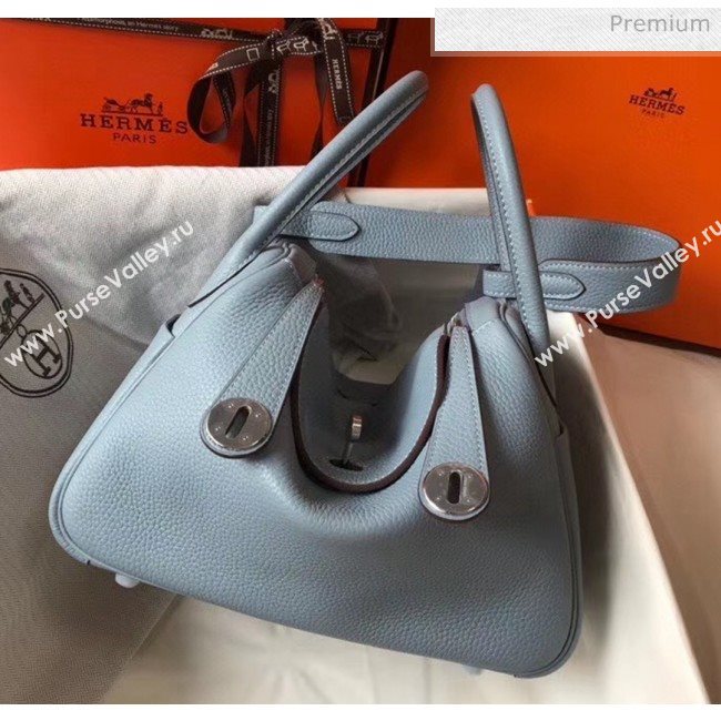 Hermes Lindy 30cm Bag In Togo Calfskin Leather Pale Blue 2020 (FL-20052906)