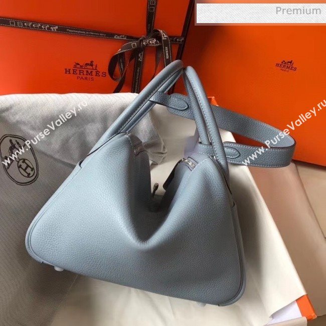 Hermes Lindy 30cm Bag In Togo Calfskin Leather Pale Blue 2020 (FL-20052906)