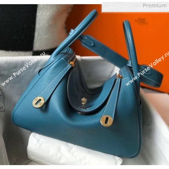 Hermes Lindy 30cm Bag In Togo Calfskin Leather Blue 2020 (FL-20052907)