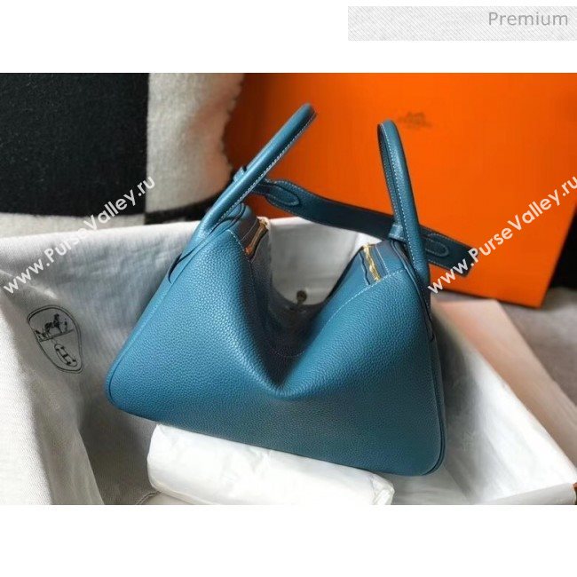 Hermes Lindy 30cm Bag In Togo Calfskin Leather Blue 2020 (FL-20052907)